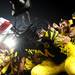 Michigan junior quarterback Denard Robinson shakes his dread locks for the camera as he celebrates in the stands with the fans after Michigan beat Notre Dame 35-31 during the first-ever night game at Michigan Stadium on Saturday. Melanie Maxwell I AnnArbor.com